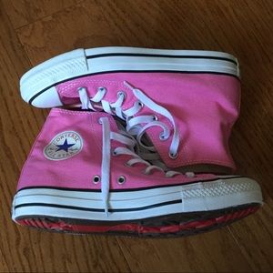 Pink high top converse (Boston edition)